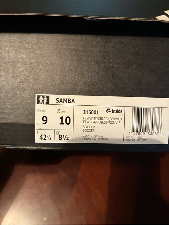 adidas White Shoe Interior Label - Black Print
